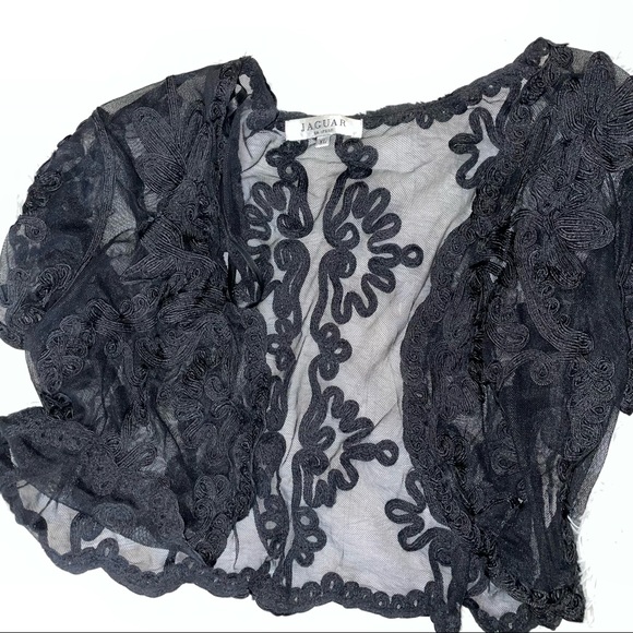 BLACK CARDIGAN / size small see-through lace - Picture 3 of 3